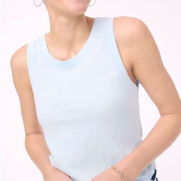 New J. Crew Light Blue Breeze Cotton Tank Top Size Medium Sleeveless Tee - Picture 1 of 8
